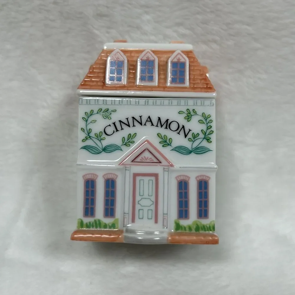 Vintage 1989 Lenox Spice Village Cinnamon Spice Jar Fine Porcelain